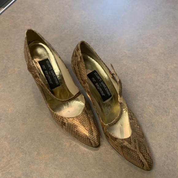STUART WEITZMAN GOLD METALLIC HIGH HEEL SHOES - Picture 6 of 14